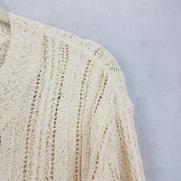 NEW ASTR XS Faux Wrap V-neck Pointelle Knit Pullover Sweater in Beige Cream - Picture 4 of 10